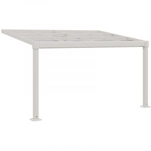 Pergola adoss&eacute;e en aluminium avec toit coulissant - 12 m&sup2; - blanc - IZEDA
