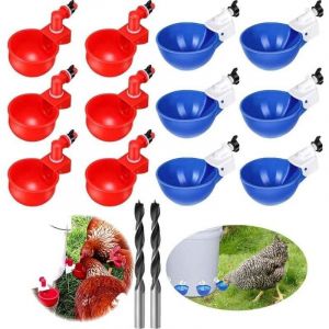 12 pcs Abreuvoir Poules Automatique DIY Abreuvoir Poules Kit avec 1 Foret, Abreuvoir Volaille pour l'eau de Boisson des Poulets, Canards, oies et
