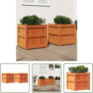 Jardinières 2 pcs cire marron bois de pin massif - Jardinières En Bois - Pots De Fleurs Exterieurs - Jardinerie - Déco Jardin - Bacs à Fleurs - The