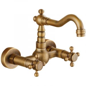 Robinet de Cuisine Antique en Laiton Mitigeur de Cuisine, Fixation Murale, Design Vintage, Style R&eacute;tro.