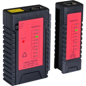 Testeur de câbles, RJ45, RJ11, Ethernet, LAN, Cat5, Cat6, localisateur de câbles, kit de test de câbles, rouge et noir