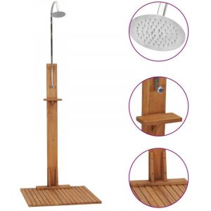 Douche de Jardin en Bois de Teck Solide - 75x75x210 cm