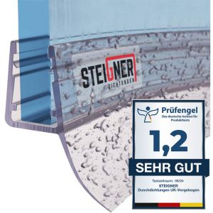 Joint de douche pour paroi en verre, 90cm, vitre 6/7/8mm, joint d'&eacute;tanch&eacute;it&eacute; pvc courb&eacute; pour les cabines de douche arrondies, UK12 - Steigner
