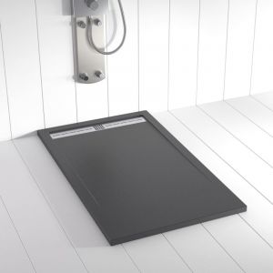 Receveur de douche Resine FLOW Ardoise - 80x130 cm - Grille + Valve OFFERTE