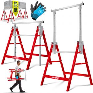 Tréteau de travail télescopique Châssis Tréteau pliant capacité de charge max. 200 kg Tréteau réglable en hauteur Hauteur de travail min. / max.