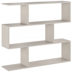 Etagère asymétrique basse, meuble étagère basse coloris beige - Longueur 110 x profondeur 24,60 x hauteur 96,3 cm
