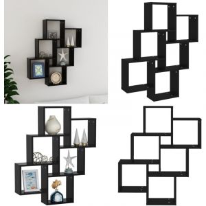 Vidaxl - tag&egrave;re murale cube Noir 78x15x93 cm Bois d'ing&eacute;nierie - &Eacute;tag&egrave;re Murale - &Eacute;tag&egrave;re Cube - Rangement Mural - D&eacute;coration Murale - Meuble