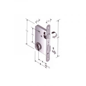 Inferramenta - Serrure a' trou Yale carre'e vernie en laiton plaque' 8 mm entraxe 85 mm entraxe 50 mm