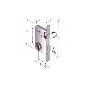 Inferramenta - serrure brevetA e trou carrA laiton 8 mm entraxe 85 mm entrA e 50 mm