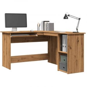 Torana - Bureau d'angle ch&ecirc;ne artisanal 120x140x75 cm bois d'ing&eacute;nierie