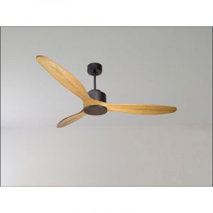 Klassfan - Twist, Ventilateur d&eacute;stratificateur d'air, pales bois claires 132 Cm, moteur chrome bross&eacute;, avec point lumineux led.