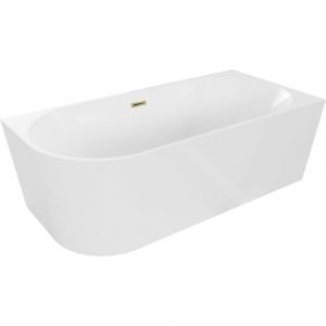 Mexen Mia baignoire autoportante d'angle droite 160 x 80 cm, blanche, trop-plein dor&eacute; - 52691608000P-50