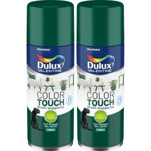 Dulux Valentine - Lot de 2 - Peinture aérosol Color Touch Multi-Supports - Satin Vert Basque 400 ml