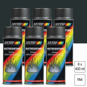 Motip - Lot de 6 Peintures aérosol Haute Température 800°C Anthracite sombre mat 400ml