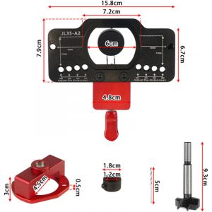 Ej.life - 35 mm charni&egrave;re gabarit de forage de forage de perceuse Guide de perceuse de perceuse pour les armoires de porte Hinges Montage