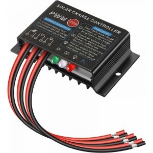 Regulateur panneau solaire, Contrôleur de Charge Régulateur Panneau Solaire 12 V/24 v 20 a pwm étanche IP68 Régulateur de charge de panneau solaire