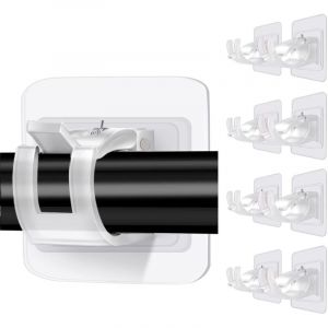 Lot De 8 Crochets Support De Tringle &agrave; Rideau Auto-Adh&eacute;Sif, Clips d'anneau Mural sans per&ccedil;age Support de Tringle de Fixation, Tringle &agrave; Rideau