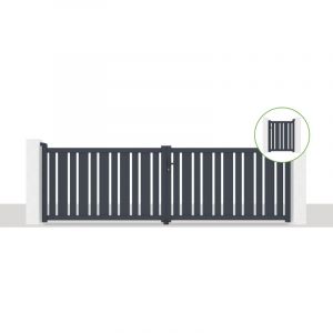 Casanoov - Pack portail battant veymont 400x120cm + Portillon 1m veymont H.120cm Gris