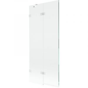 Mexen - Lunar paroi de baignoire &agrave; 2 volets gauche 80 x 150 cm, transparent, blanc - 897-080-100-20-00-L