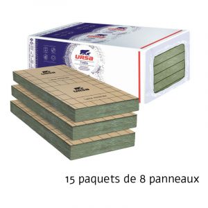15 paquets de 8 Panneaux laine de verre URSA PRK 38 TERRA rev&ecirc;tu kraft - Panneau 6.48 m&sup2; - Ep. 100 mm - Soit 97.2 m&sup2; - R 2.65 - Ursa