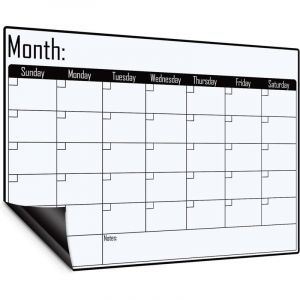 Calendrier mensuel magn&eacute;tique pour tableau blanc, planificateur de liste de courses 16" x 12", tableau blanc magn&eacute;tique, convient aux r&eacute;frig&eacute;rateurs