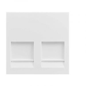 Plaque plate Simon 400 avec cache poussi&egrave;re pour 2 connecteurs RJ45 avec Keystone I, II, ATT et Avaya SIMON 40000089-030 blanc