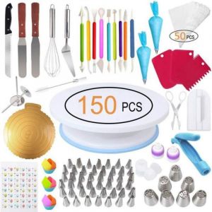 Plateau Tournant de G&acirc;teau,Kit de P&acirc;tisserie Plateau Tournant de G&acirc;teau Professionnel Ustensiles Kit, Plateau &agrave; G&acirc;teaux -150PcsSet
