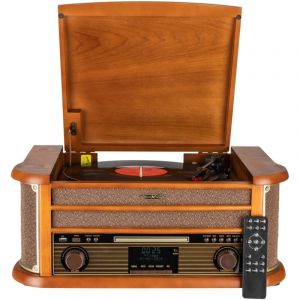 Reflexion HIF2002DAB, Système de Retro hi-fi avec encodage, 2 x 40 W, Platine semi-automatique, Aspect de Bois, fonction de encodage, lecture de MP3