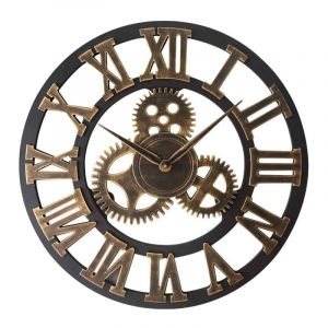 Sollbry - Silencieux 3D Style européen rétro créatif Horloge Murale Industrielle engrenage Art personnalité Salon décoration Horloge 30cm