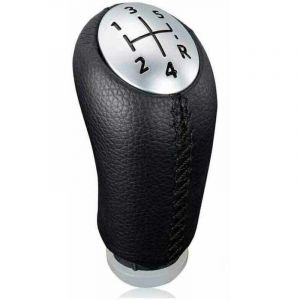 Pommeau de levier de vitesse manuel en cuir noir pour Renault Clio iii, Megane 2 et Laguna, avec adaptateur inclus.-