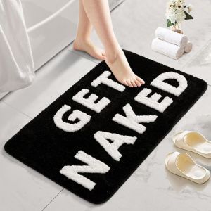 (40 x 60 cm) Tapis de bain noir et blanc int&eacute;ressant, tapis de bain antid&eacute;rapant, tapis d&eacute;coratif, tr&egrave;s absorbant, lavable en machine, pour