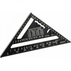 Ahlsen - 180mm(7pouces) Aluminium Règle Équerre de Triangle Rapporteur Multifonction Equerre Menuisier 45-90 Degres Carpenter Outil de