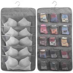 Organisateur de Rangement Suspendu Sac pour Chaussettes sous-v&ecirc;tements Cravates de Soutien-Gorge, Penderie Placard Cintre &eacute;tag&egrave;res, 20 Poches