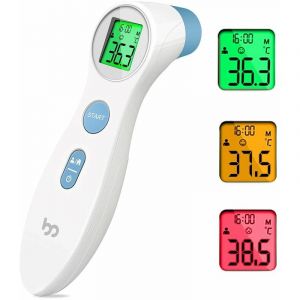 Ensoleille - Thermomètre Frontal Fiable pour Mesurer la Fièvre, Thermometre Medical Infrarouge Digital sans Contact 2 en 1 à la Lecture Directe et