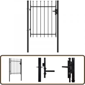 Vidaxl - Portillon simple porte avec dessus à pointe Acier 1x1,2 m Noir - Portail De Jardin - Portillon - Clôture - Barriere Jardin - Portail Acier