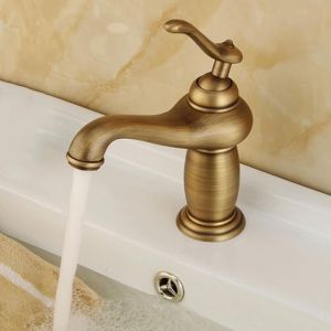 Robinet de lavabo de style r&eacute;tro, robinet d'&eacute;vier de salle de bain, robinet &agrave; poign&eacute;e unique, robinet de lavabo &agrave; un trou, robinet d'eau chaude et