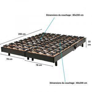 Le Quai Des Affaires - Ensemble 2 sommiers relaxation &eacute;lectrique flexpalace 2x80X200 / Noir/ 200x156x33