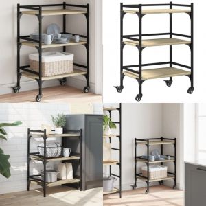 Chariot de cuisine ch&ecirc;ne sonoma 50x35x75,5 cm bois d'ing&eacute;nierie - Chariot De Cuisine - Chariot De Rangement - Chariot &Agrave; L&eacute;gumes - Meuble De Cuisine