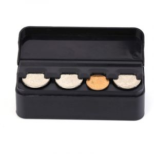 Bo&icirc;te de rangement de pi&egrave;ces de monnaie de voiture, porte-pi&egrave;ces de voiture avec 4 Compartiments,changeur d'argent Euro et Coin pour maison et &agrave; la