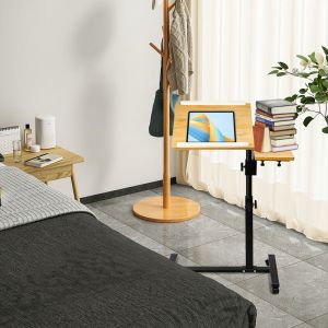 Table d'Appoint de Lit &agrave; roulettes Verrouillable, Rotation de 360, Bureau Informatique Hauteur R&eacute;glable, Table Informatique Poste de Travail,