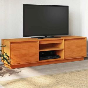 Avimac - Meuble tv cire marron 140x35x40 cm bois pin massif