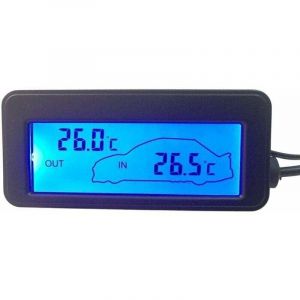 KZQ - Thermomètre intérieur et extérieur pour voiture, thermomètre numérique DC12 v, thermomètre de voiture, rétroéclairage, mini thermomètre lcd,