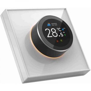 Jeffergarden Thermostat intelligent TUYA, &eacute;cran TFT 1,32 pouce, bouton tactile, commande vocale Wi-Fi et &eacute;clairage d'ambiance pour la maison