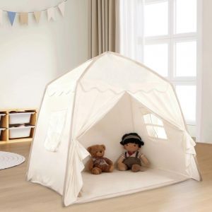 Tipi Enfant Pliable, Tente Interieur avec Coussin de Sol Fen&ecirc;tres, Princesse d'Int&eacute;rieur pour Gar&ccedil;ons et Filles(130cm &times; 100cm &times; 130cm)