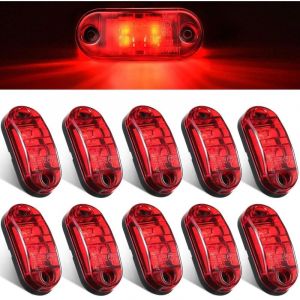 10 pcs DC12v/24v feux de remorque &agrave; led,2 leds Imperm&eacute;able feux de position lat&eacute;raux de remorque &agrave; led feux de circulation &agrave; signal ovale feux de
