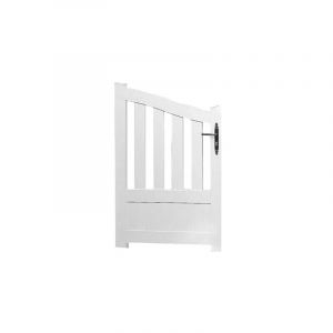 Gefradis - Portillon battant manuel pvc blanc brest galbé L100 x H146 cm - Poignée à droite