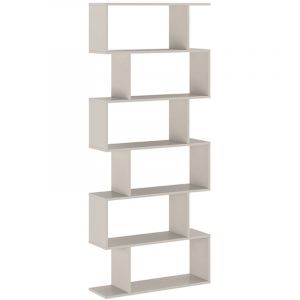 Pegane - Etagère asymétrique haute, meuble étagère coloris beige - Longueur 80 x profondeur 24,60 x hauteur 191 cm