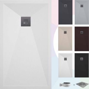 Soulbath - Receveur de Douche -Résine -Gel Coat -Texture Lisse/Pierre -Antidérapant -Couleur Blanc - 60X60- Extra plat 3cm. Standard