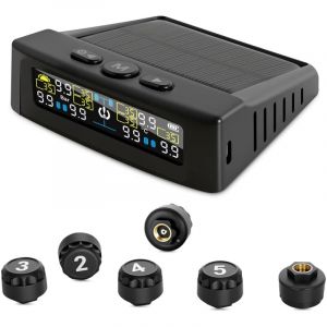 Syst&egrave;me de surveillance de la pression des pneus pour camping-cars, syst&egrave;me TPMS avec recharge solaire ou USB, TPMS avec 6 capteurs Syst&egrave;me de