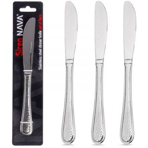 Trois couteaux de table en acier inoxydable effet martele